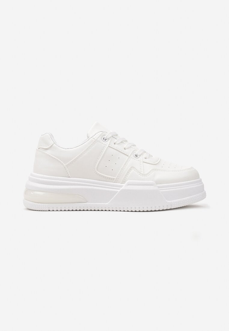 Sneakers Sportivi Albi cu Talpă Groasă și Închidere cu Șireturi Mintellia