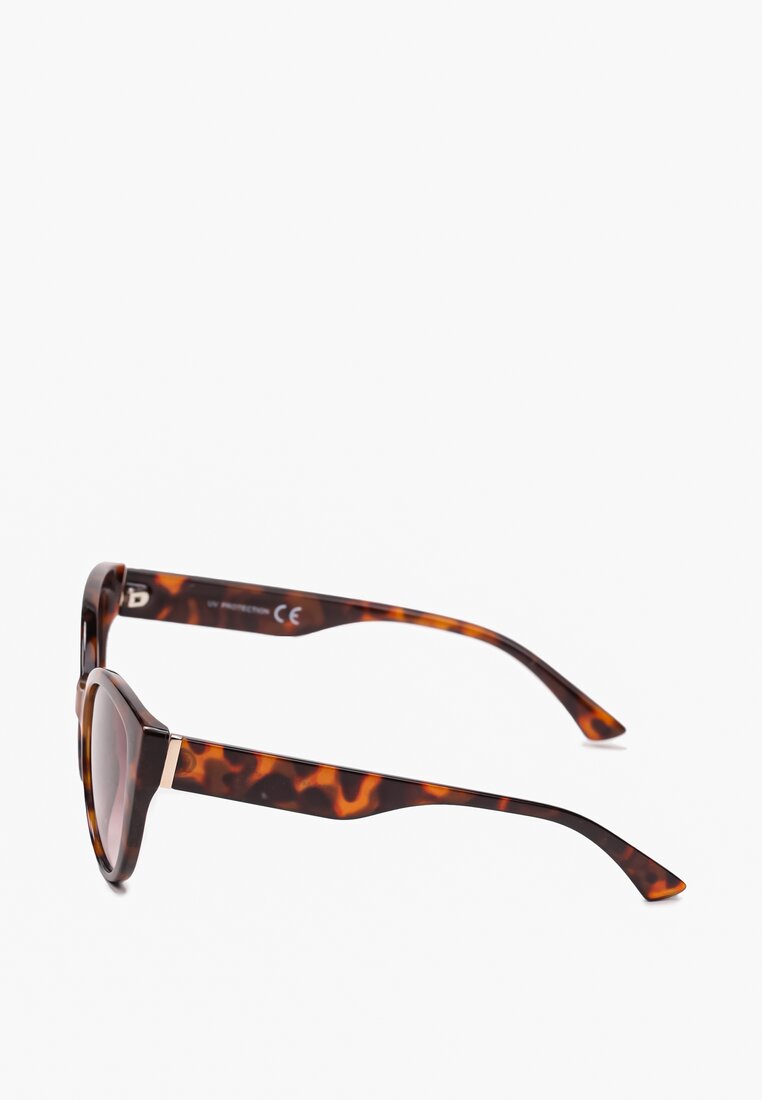 Ciemnobrązowe Szerokie Okulary Przeciwsłoneczne z Oprawką Kocie Oczy Nagarria