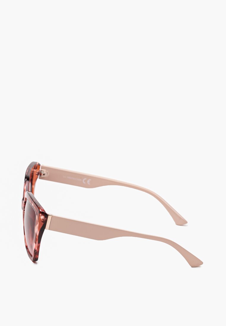 Beżowe Duże Okulary Przeciwsłoneczne Typu Kocie Oko z Filtrem UV Vunirra