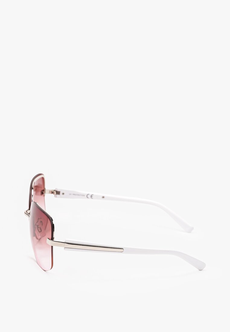 Białe Okulary Przeciwsłoneczne z Efektem Ombre o Kwadratowym Kształcie z Zaokrąglonymi Rogami Hildegare