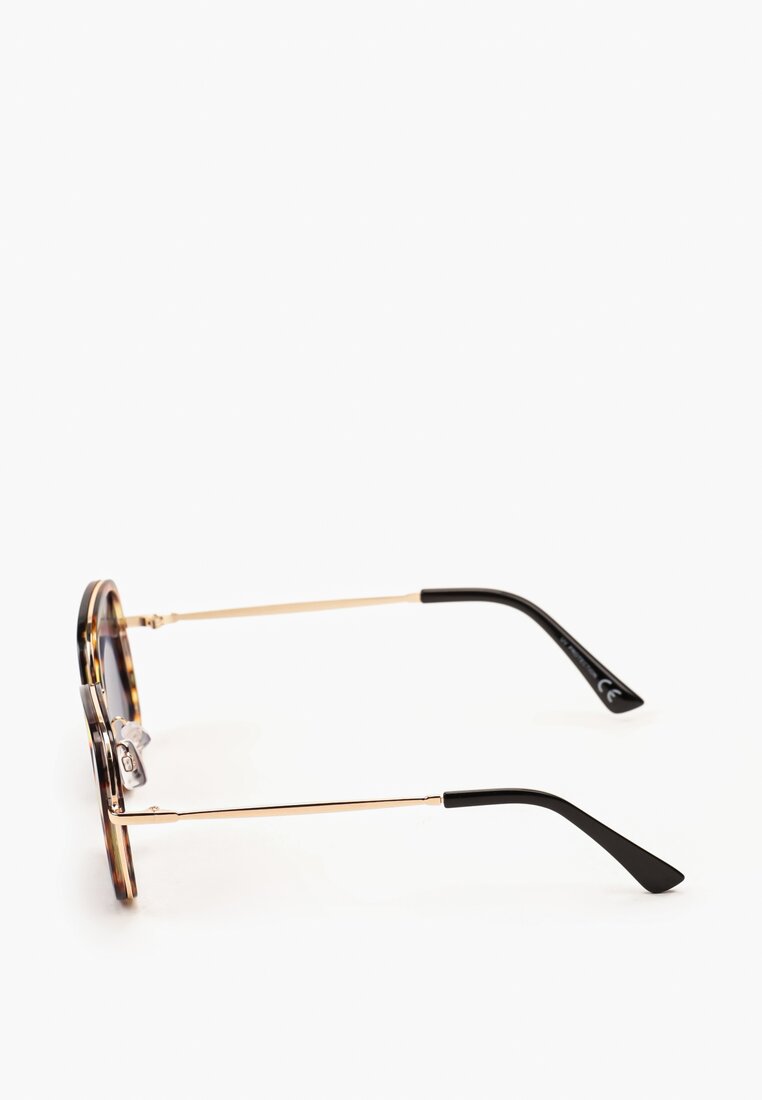 Czarno-Złote Owalne Okulary Przeciwsłoneczne Winnfla