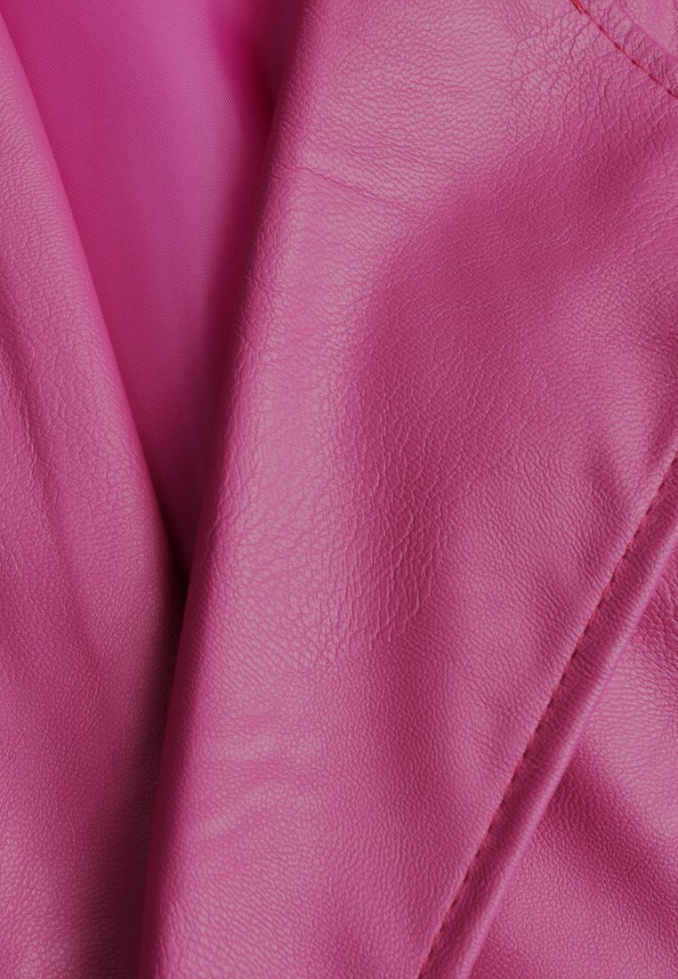 Sacou de piele ecologica roz inchis, neinchis, cu pernite la umeri Suniya
