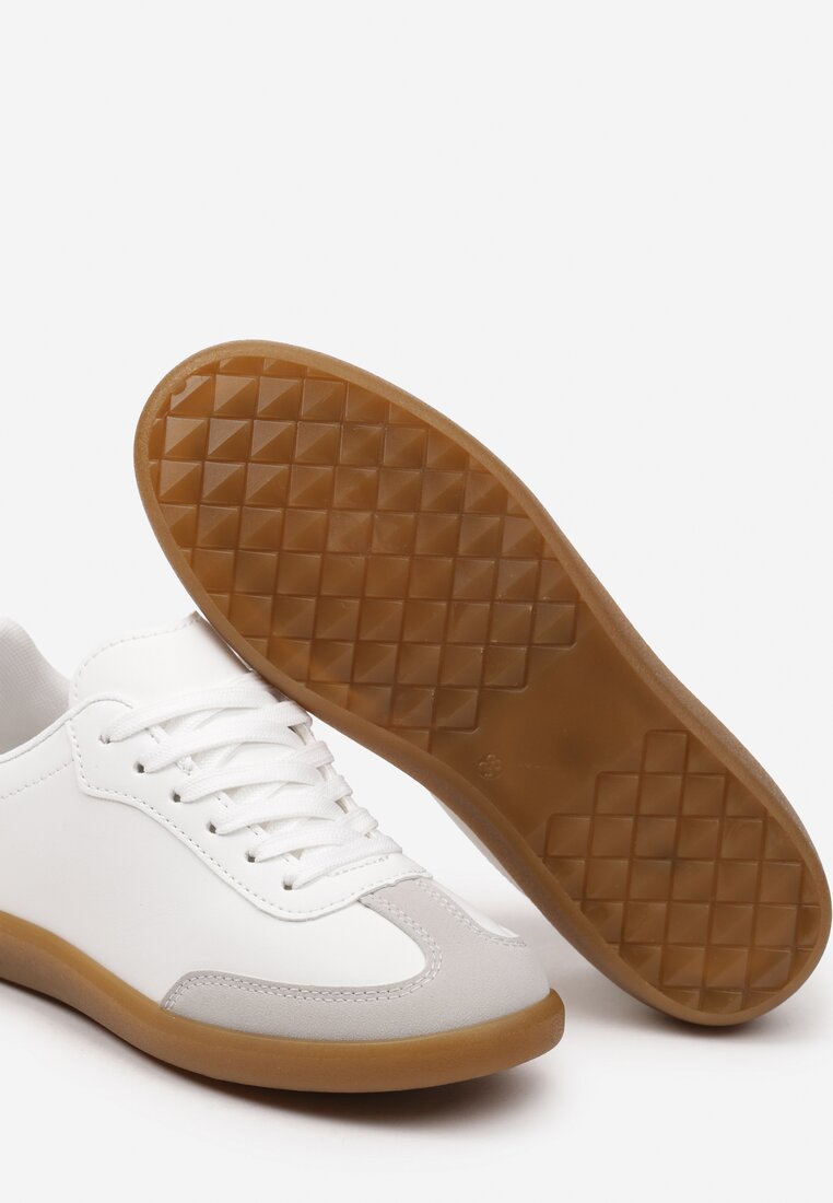 Biało-Srebrne Sneakersy Tenisówki z Metaliczną Wstawką na Zapiętku Ebilara