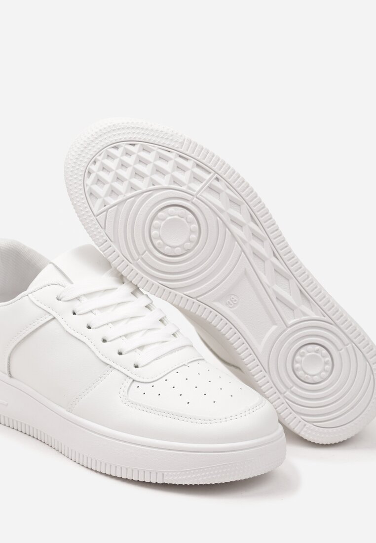 Białe Sneakersy z Ekoskóry do Kostki ze Sznurowaniami Patrila