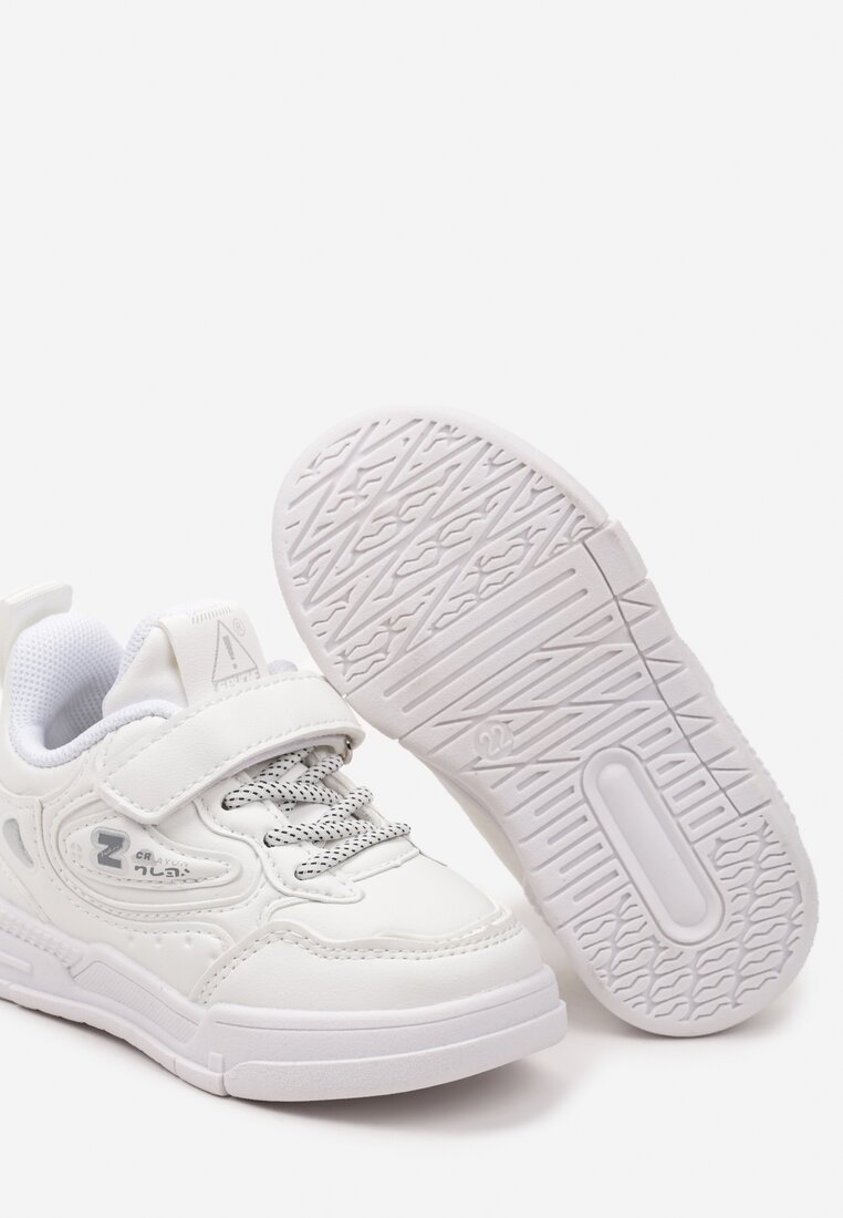 Białe Płaskie Buty Sportowe Sneakersy z Geometrycznym Wzorem Adevea