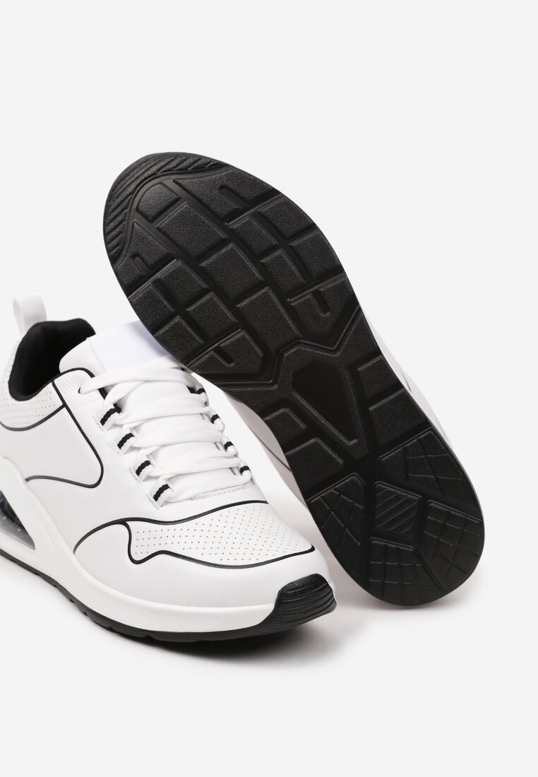 Biało-Czarne Sneakersy przed Kostkę z Podeszwą Typu Air z Imitacji Skóry Ialoella