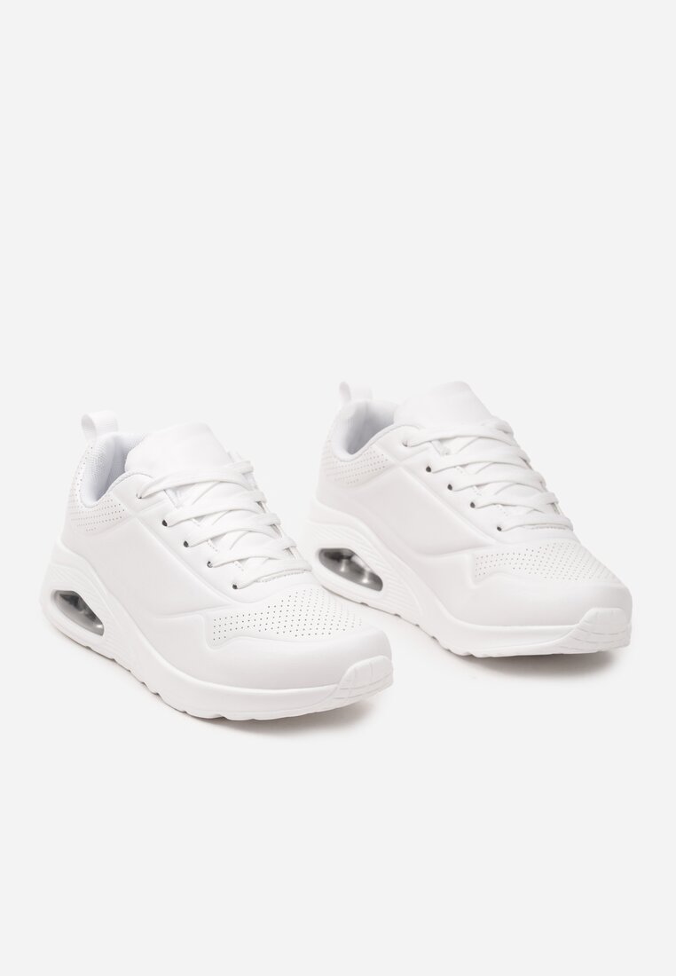 Białe Sneakersy na Grubej Podeszwie przed Kostkę Floemini