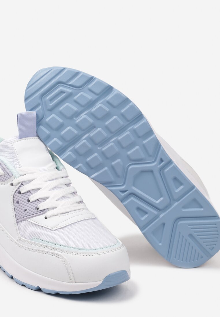 Biało-Fioletowe Sneakersy z Ekoskóry ze Sznurowaniami i Podeszwą Typu Air Walana
