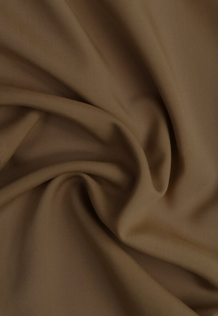 Pantaloni Maro din Bumbac tip Palazzo cu Elastic în Talie Fieana