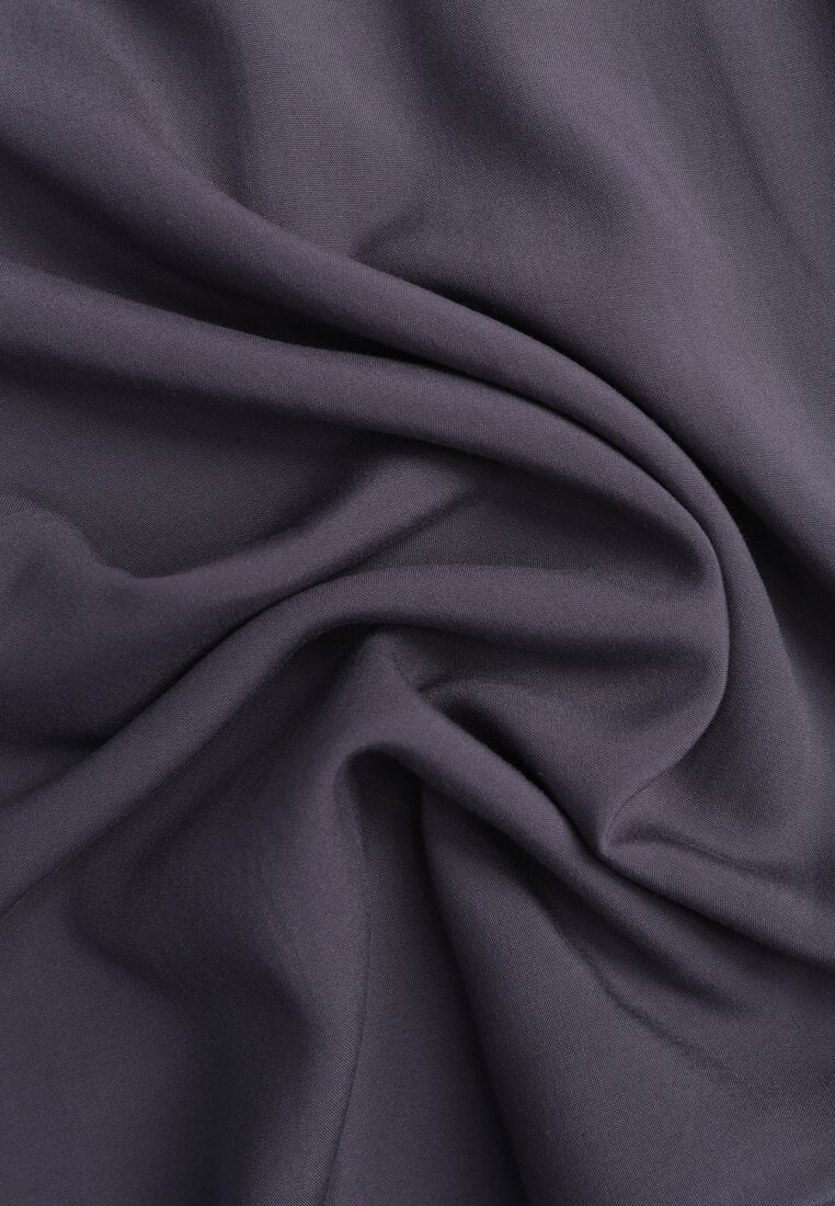 Pantaloni gri închis din bumbac tip Palazzo cu elastic în talie Fieana