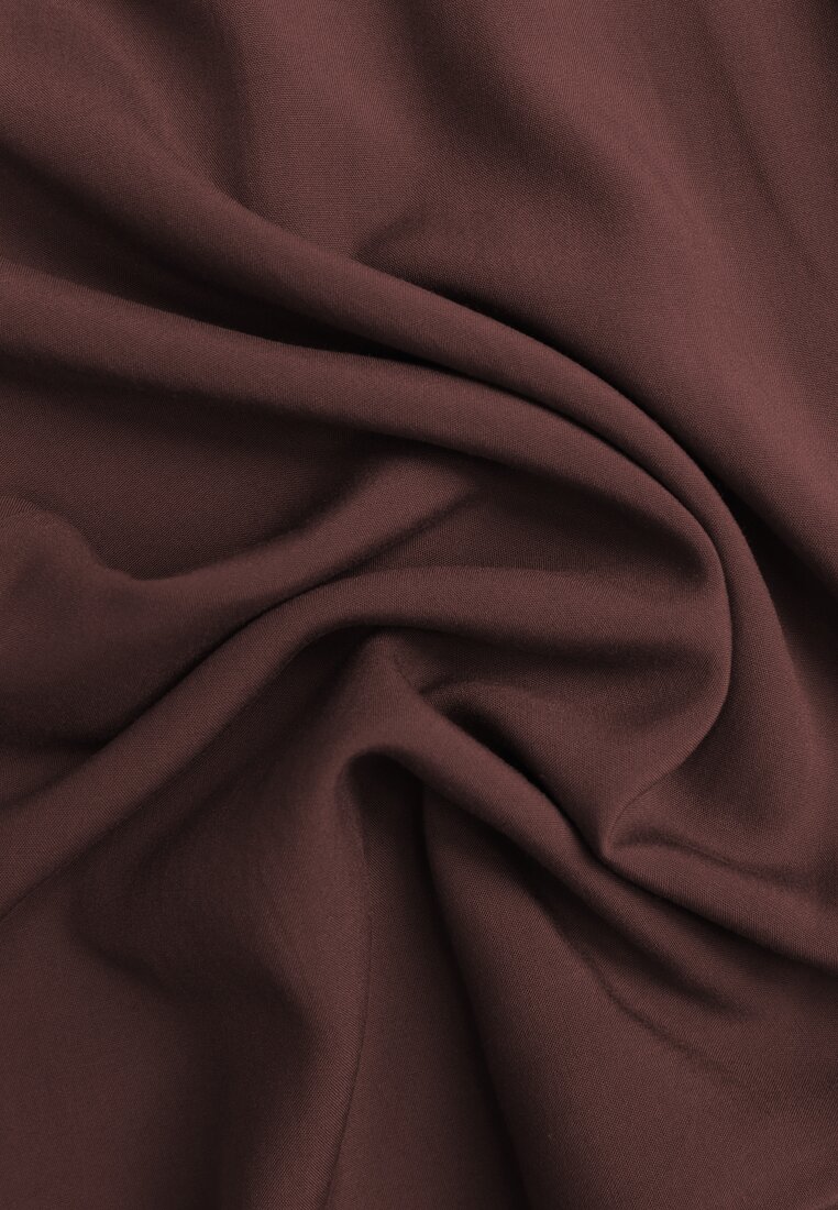 Pantaloni maro din bumbac tip Palazzo cu elastic în talie Fieana