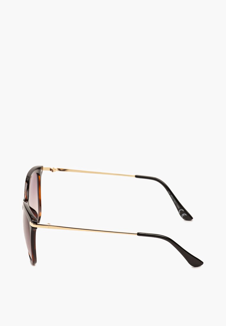 Brązowe Casualowe Okulary Przeciwsłoneczne z Metaliczną Wstawką Escadia