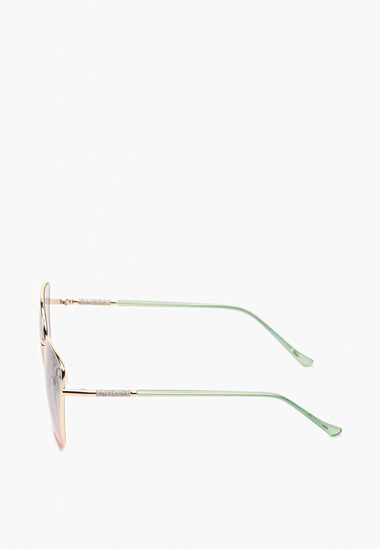 Zielone Okulary Przeciwsłoneczne z Cienkimi Oprawkami Ozdobione Gradientem Tleata