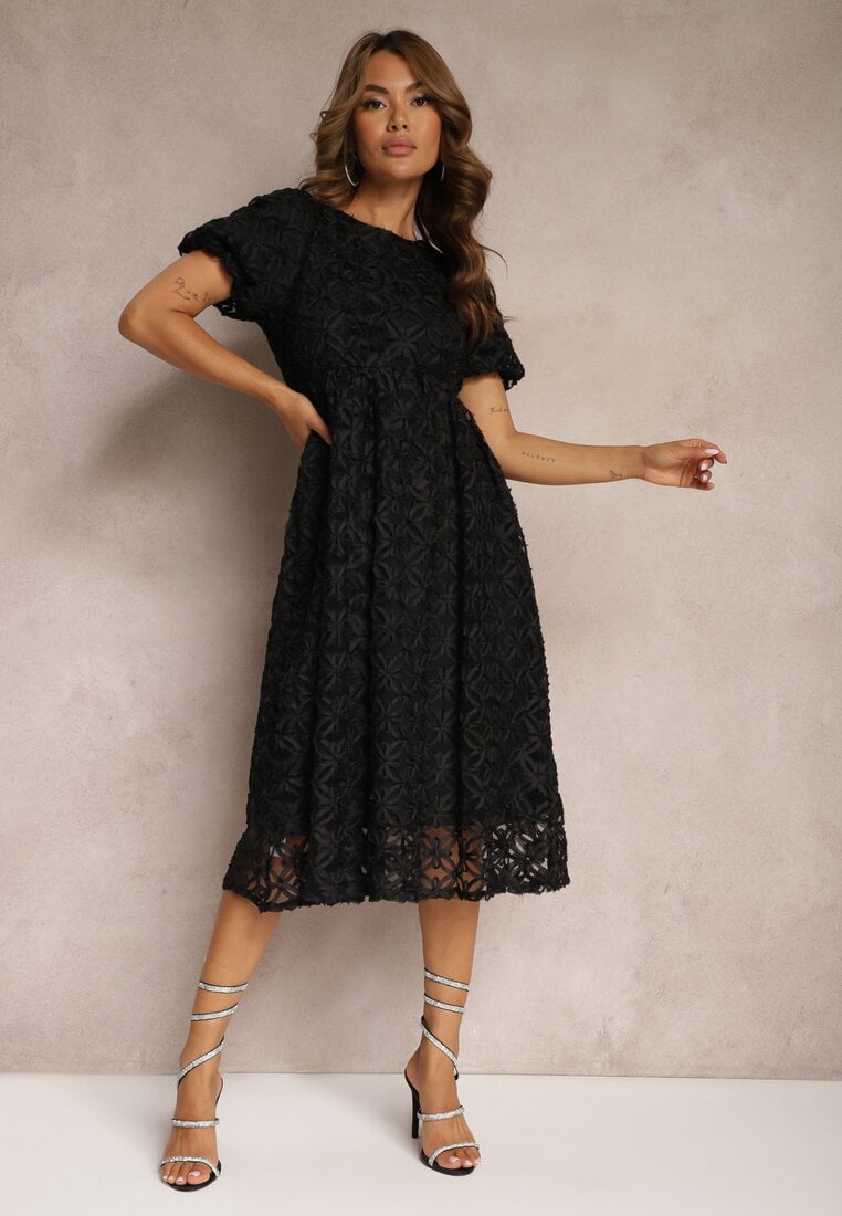 Rochie Neagră cu Tul cu Model Zorbia Cloș