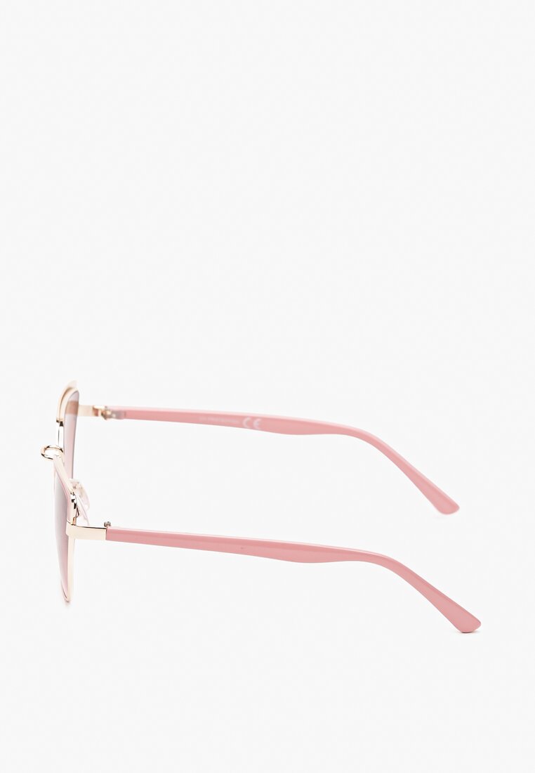 Różowe Okulary Przeciwsłoneczne ze Złotymi Metalowymi Oprawkami Pllera
