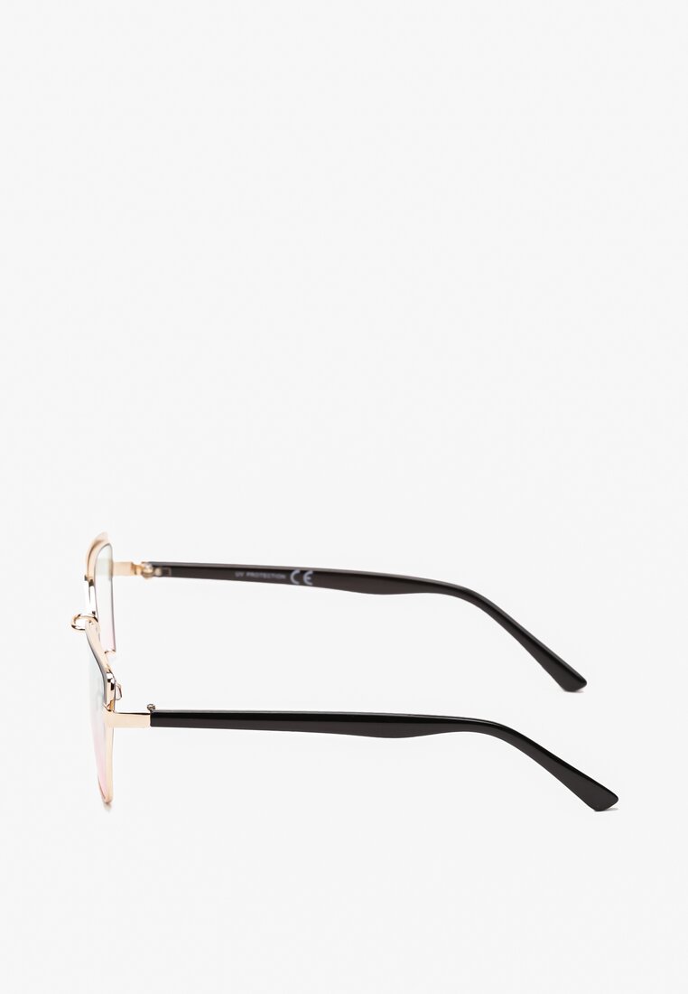 Czarno-Złote Okulary Przeciwsłoneczne ze Złotymi Metalowymi Oprawkami Pllera