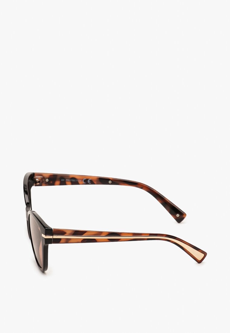 Brązowe Okulary Przeciwsłoneczne Typu Kocie Oko ze Zdobieniami Acardia