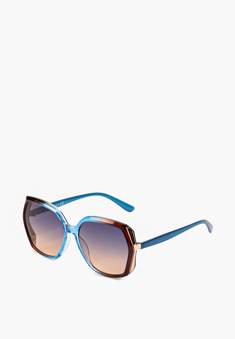 Ochelari de soare Casual albaștri cu filtru UV decorați cu elemente metalice Tleira