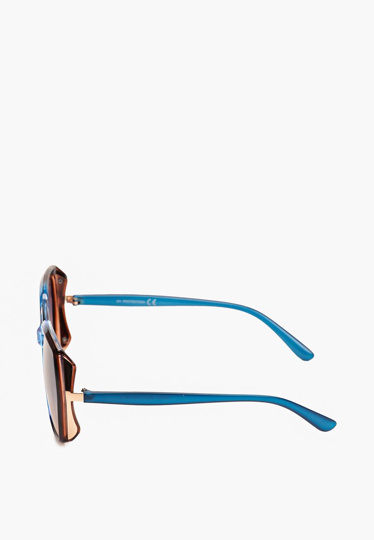 Ochelari de soare Casual albaștri cu filtru UV decorați cu elemente metalice Tleira