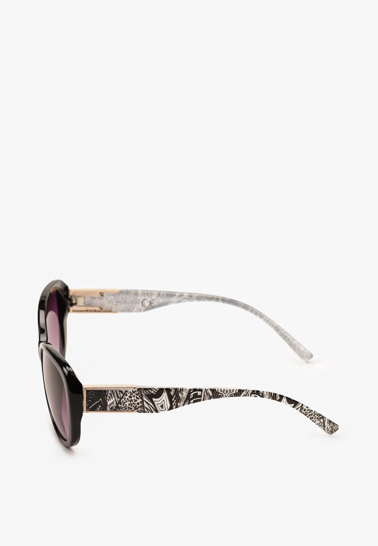 Czarno-Białe Casualowe Okulary Przeciwsłoneczne z Zaokrąglonymi Szkłami Giorasa