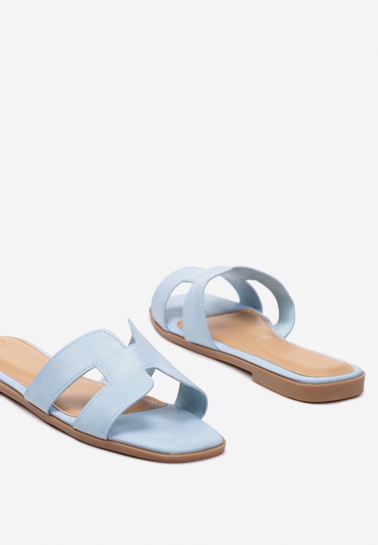 Bleumarin Papuci din Imitatie de Piele cu Talpa Joasa Hitesa