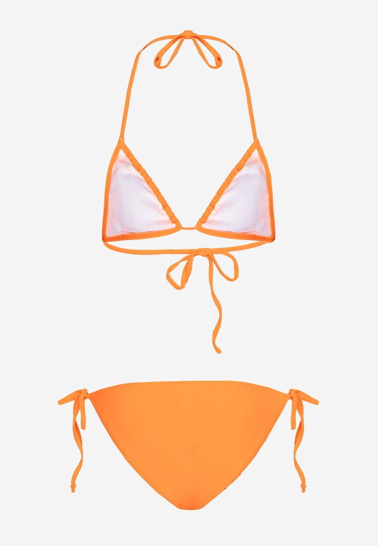 Pomarańczowe Klasyczne Bikini Wiązane z Trójkątnym Biustonoszem Giralia