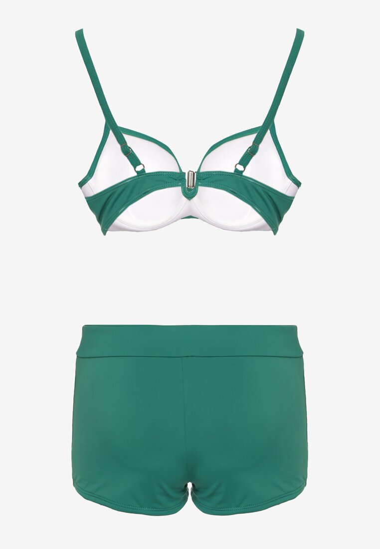 Zielone Bikini 2-Częściowe Zabudowane Majtki High Waist i Biustonosz na Zatrzask Xubbia
