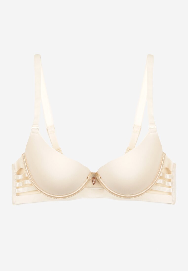 Sutien bej deschis la culoare cu decupaje cu efect push-up Violetsun