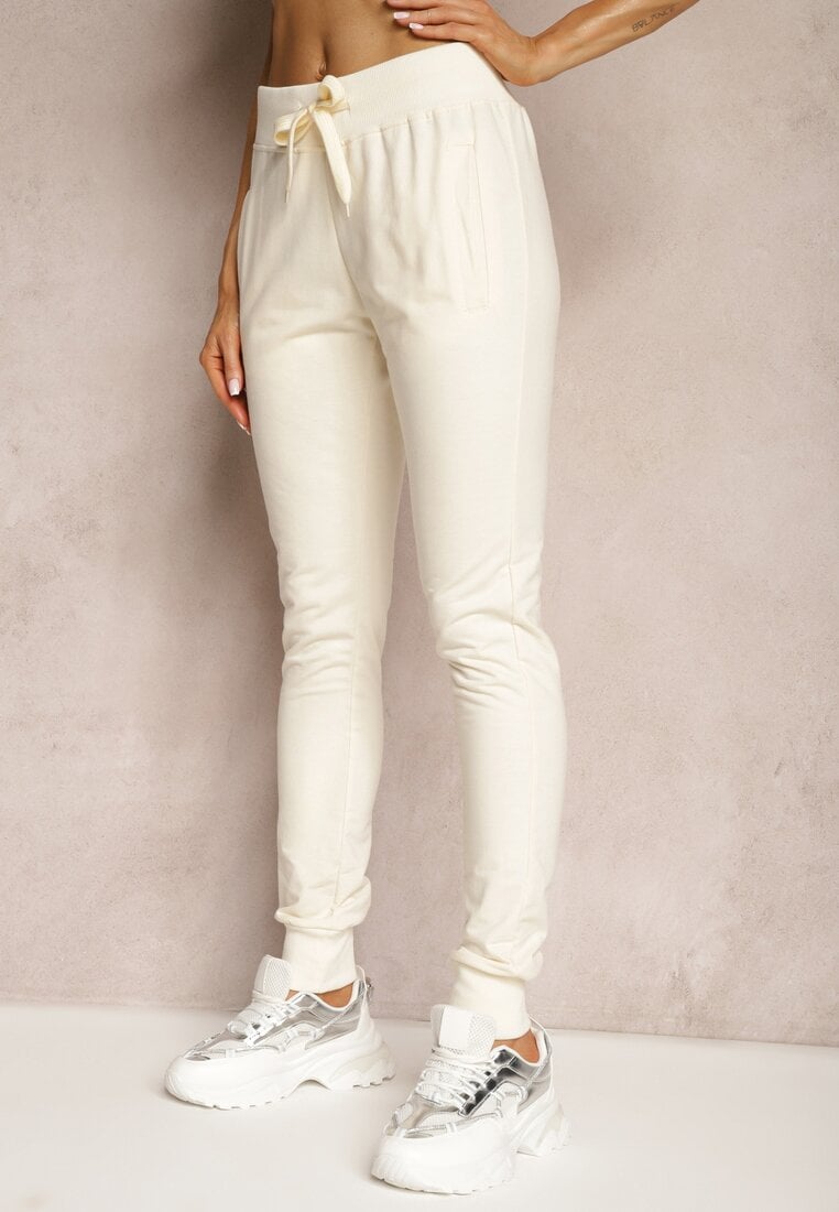 Pantaloni sport bej deschis Ivemia cu bandă elastică în talie