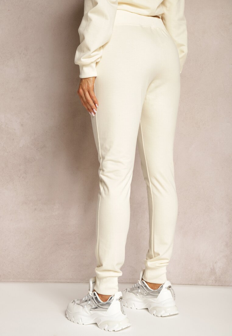 Pantaloni sport bej deschis croi clasic cu elastic în talie Ivemia