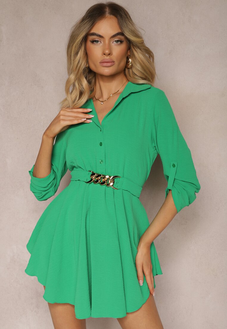 Rochie Verde Deschis Clos Lanț Uvolia