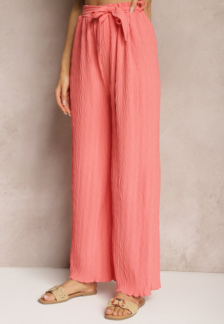 Pantaloni Roz Largi Cu Curea In Talie Pubolia