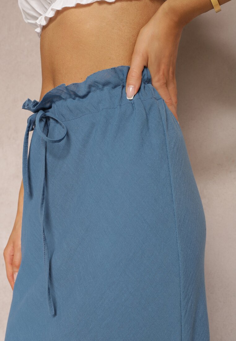 Fustă Albastră cu Elastic în Talie Tiamantee