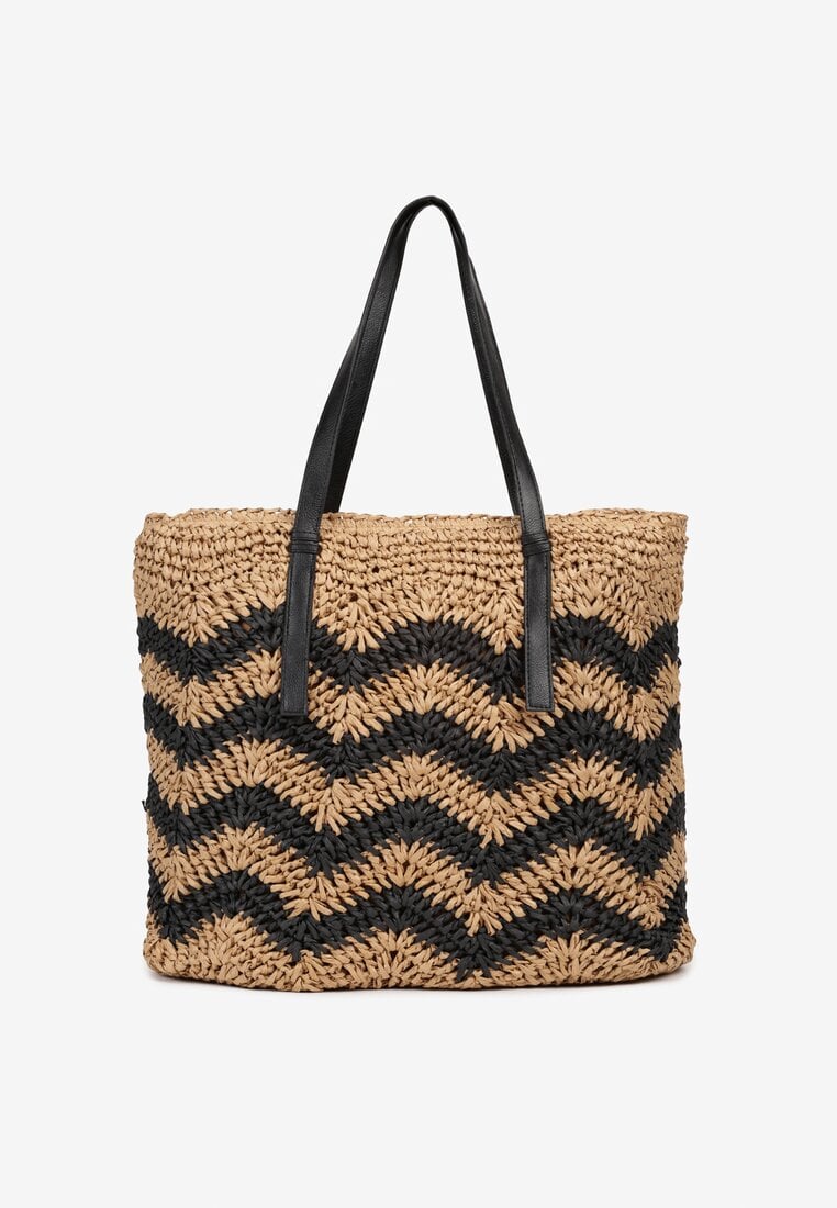 Poșetă bej cu mânere în stil boho și împletitură Torpia