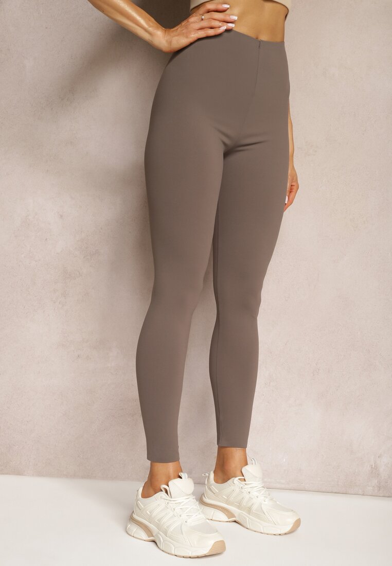 Colanți Maro High Waist cu Elastic în Talie Ovolia