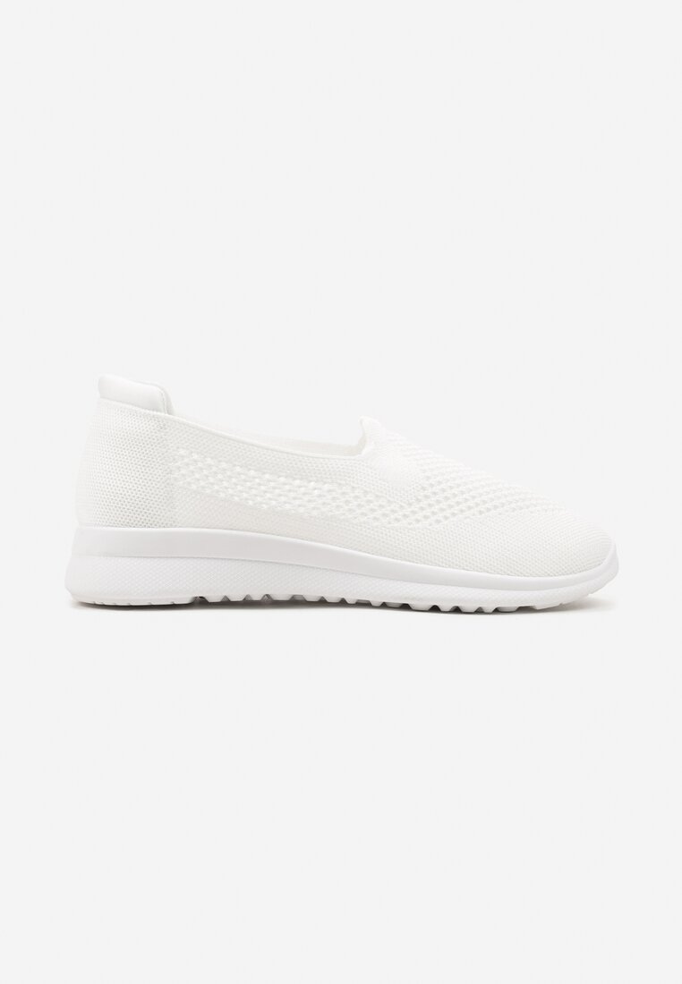 Tenisi Albi Platforma Slip-on cu Perforatii Decorative Elajames