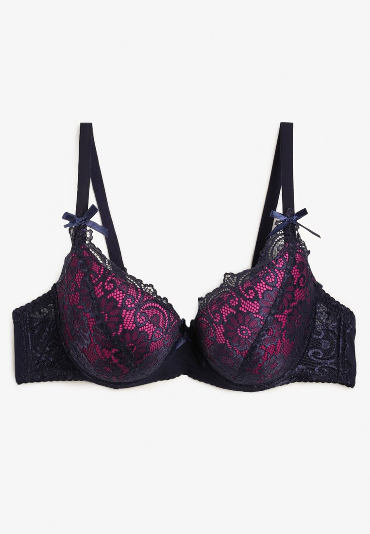 Bleumarin-Fucsia Push-Up Sutien Dantelă Full Cup Dimarlaa