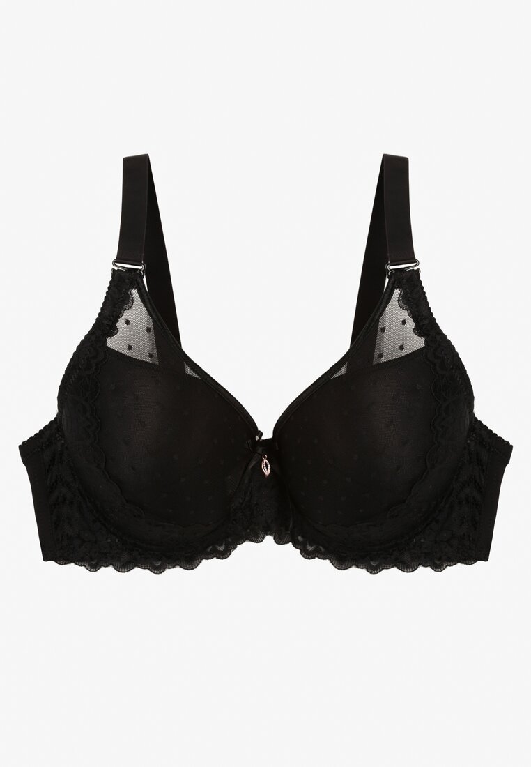 Sutien Negru Push-Up cu Dantelă Delicată Foralia