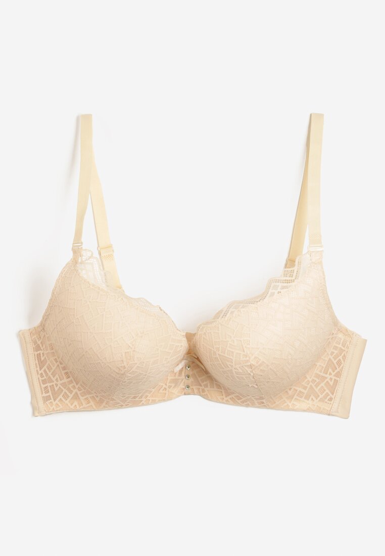 Sutien Bej Deschis Cu Dantelă Efect Push-Up Dimettra