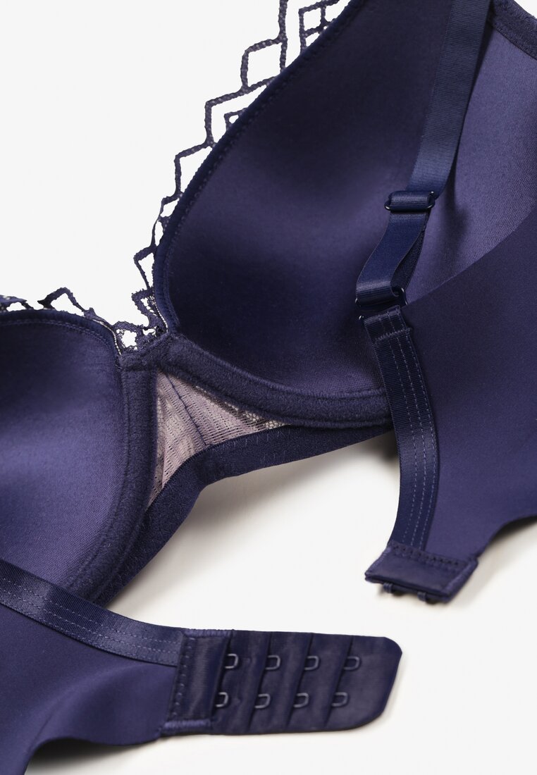 Sutien din dantelă bleumarin-roz cu efect push-up Dimettra