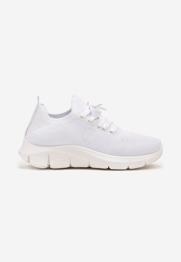 Sneakers Sportivi Albi cu Șireturi și Carâmb Tip Șosetă Beris