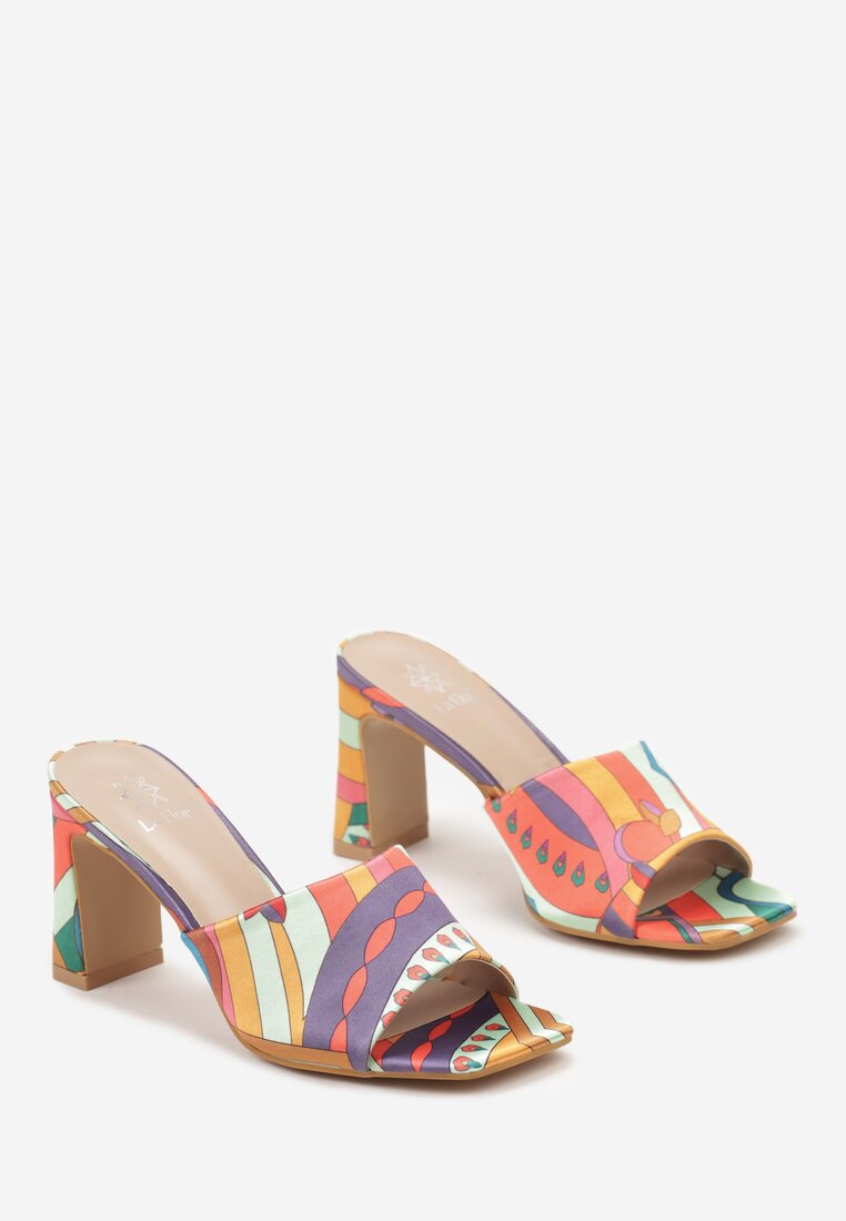 Verde-Portocaliu Slip-On Papuci Boho pe Toc Ulvetta