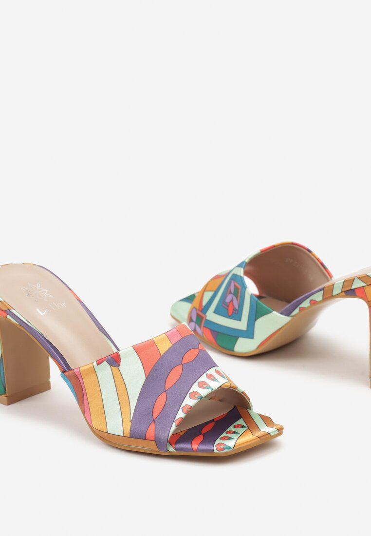 Verde-Portocaliu Slip-On Papuci Boho pe Toc Ulvetta