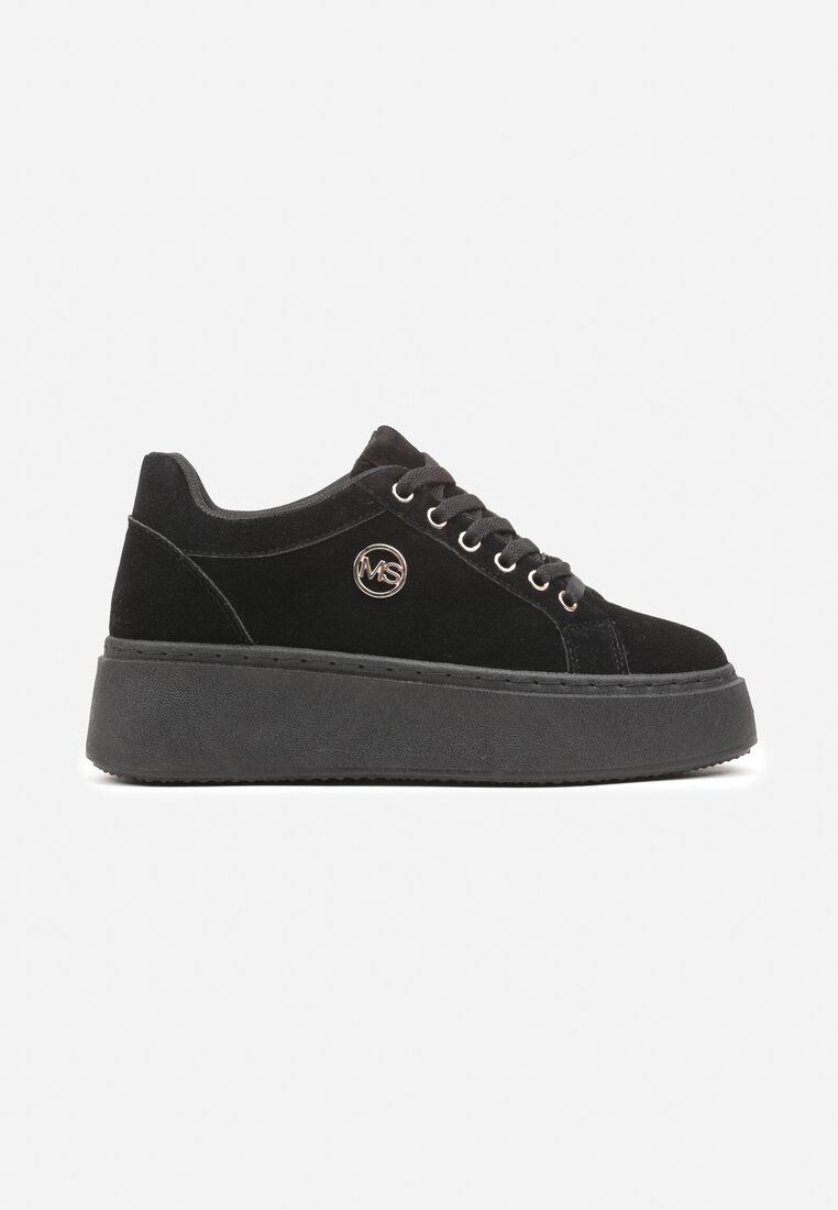 Sneakers Negri pe Platformă Uniformă cu Aplicație Discretă Tavea