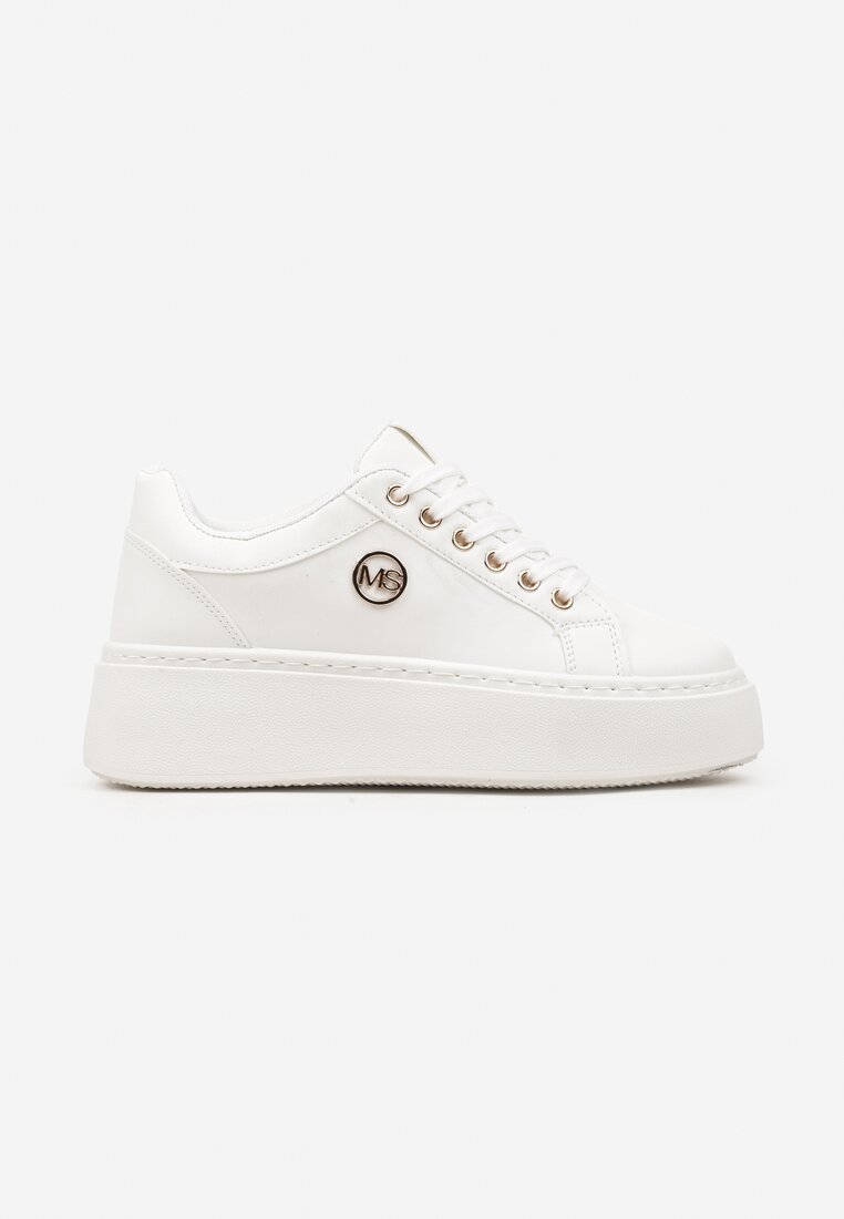 Sneakers Albi pe Platformă Uniformă cu Aplicație Discretă Tavea
