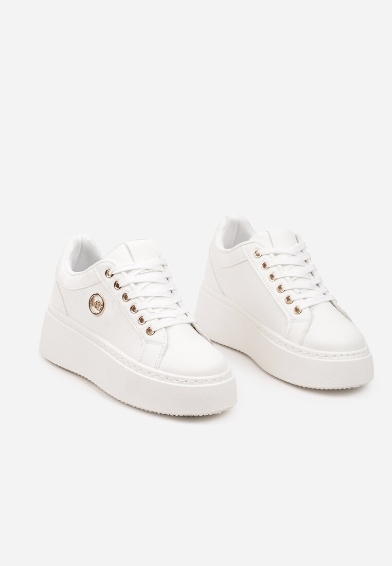 Sneakers Albi pe Platformă Uniformă cu Aplicație Discretă Tavea