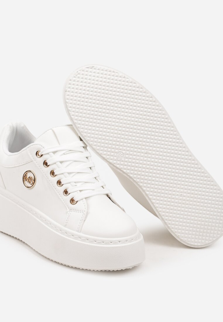 Sneakers Albi pe Platformă Uniformă cu Aplicație Discretă Tavea
