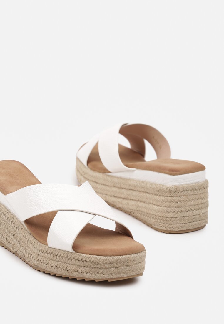 Papuci Albe Casual cu Platformă în Stil Boho Crisamara