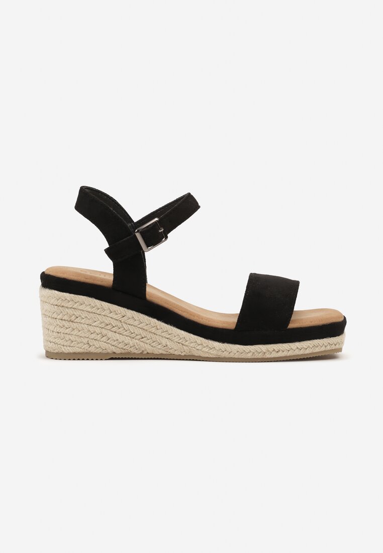 Sandale Casual Negre cu Platformă Împletită Testina