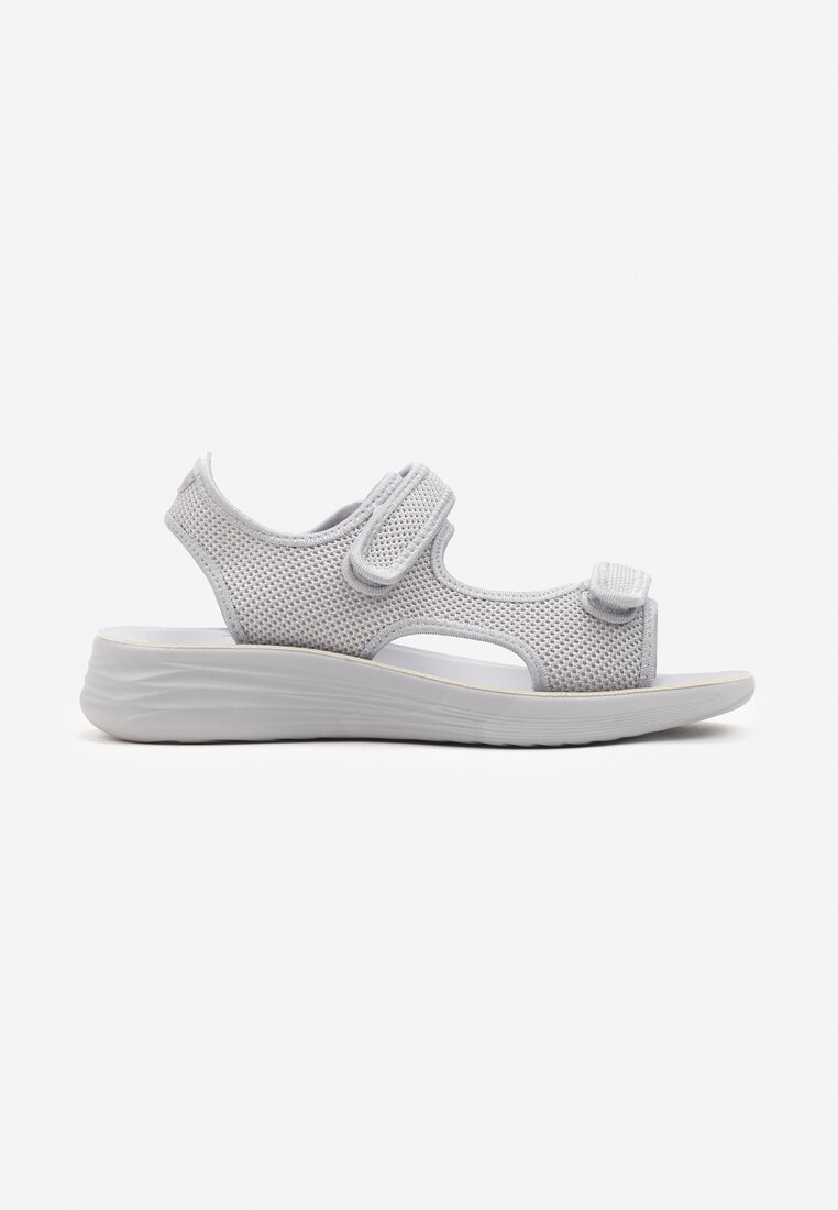 Sandale Gri Sport cu Talpă Joasă cu Velcro cu Perforare Tesianne